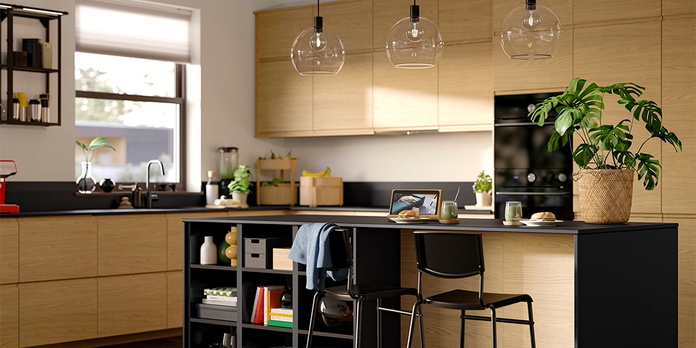 cuisine réalisée par ikea noir et bois