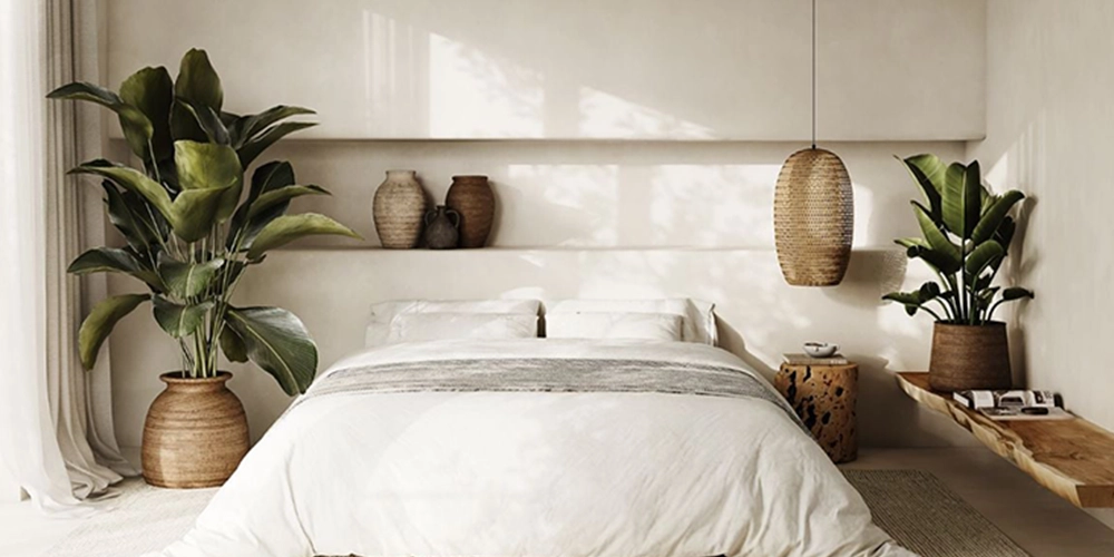 chambre cosy avec étagère murale