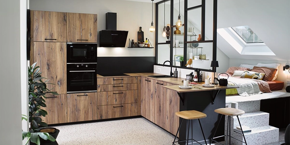 Cuisine cuisinella bois et noir