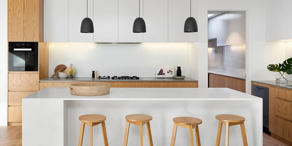 façades lisses blanche et bois