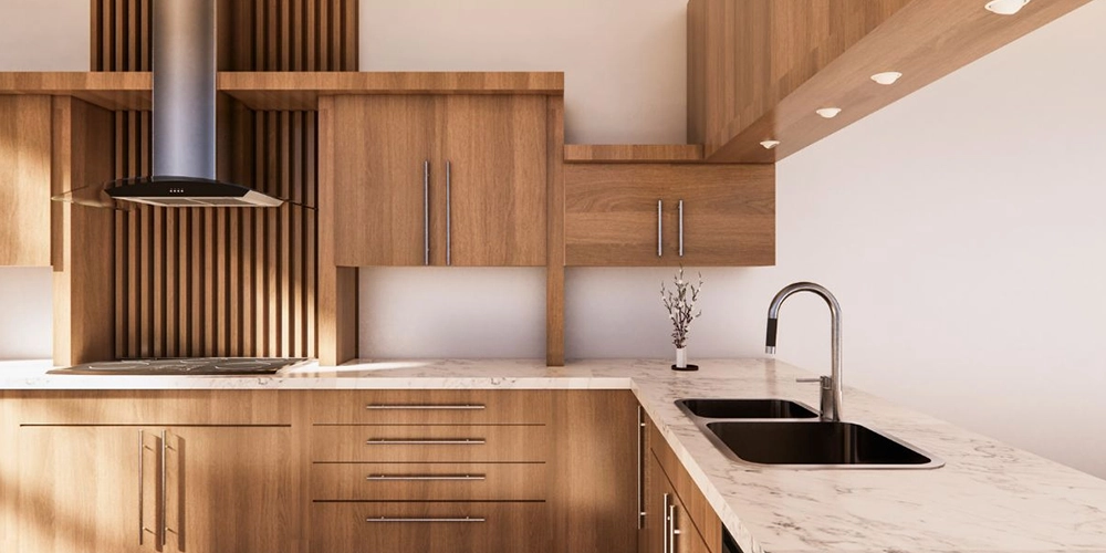 Cuisine rénovée en bois de chêne