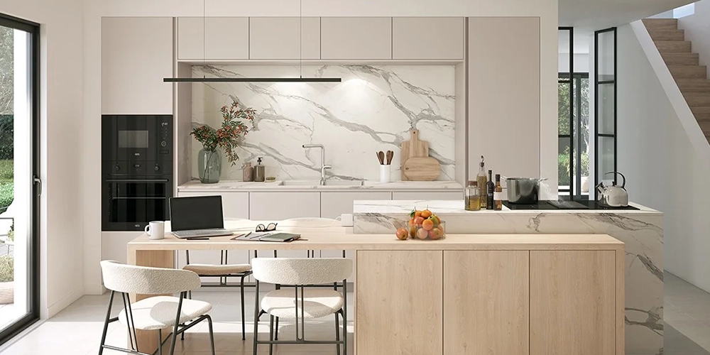 Cuisine beige et bois Ixina