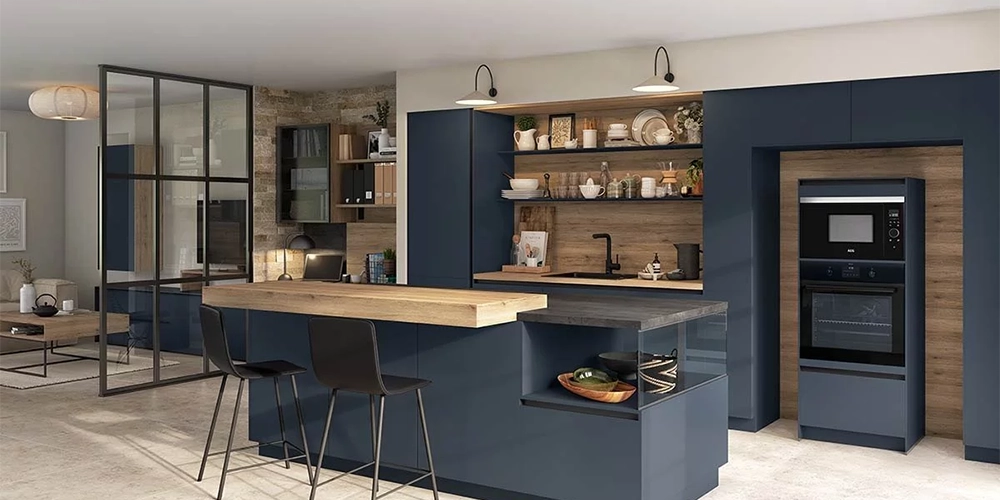 Cuisine bleu et chene Ixina